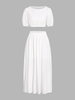 Ensemble de Top Court et de Maxi Jupe Fendue M Blanc