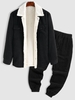 Ensemble de Veste à Doublure en Laine et de Pantalon de Jogging Deux Pièces Taille unique Noir