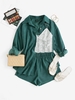 Ensemble de Veste à Goutte Epaule en Velours Côtelé et de Short S Vert