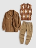 Ensemble de Veste Cargo Motif de Losange et de Pantalon de Jogging D