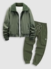 Ensemble de Veste de Base-ball avec Pantalon en Toison et Ceinture en Cordon de Serrage Taille unique Vert profond