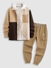 Ensemble de Veste en Blocs de Couleurs avec Poche en Avant et de Pantalon Cargo de Jogging à Cordon Taille unique Multi a