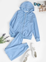 Ensemble Deux Pièces à Poches Zippées Pour Femme Xxl Bleu clair