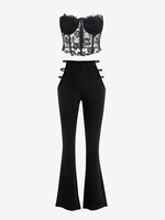 Ensemble Haut Corset Tube et Pantalon Découpé à Taille Haute Taille unique Noir