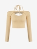 Ensemble Haut Côtelé à Épaules Nues à Col Halter M Café lumière