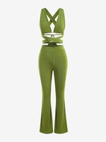 Ensemble Haut et Pantalon Sportif Vichy pour Maison M Vert