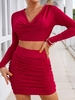 Ensemble Jupe Drapée en Jersey S Rouge foncé