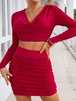 Ensemble Jupe Drapée en Jersey S Rouge foncé