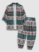 Ensemble Kimono et Pantalon Capri à Imprimé Aztèque Ethnique S Multi a