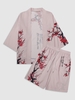Ensemble Kimono et Short Motif Fleurs de Prunier Xl Rose