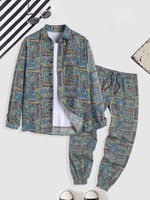 Ensemble Pantalon de Jogger en Coton et Chemise en Lin à Imprimé Fleurs Minuscules Style Bohémien Taille unique Multi a