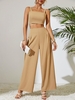 Ensemble Pantalon Smocké à Taille Haute à Jambes Larges S Café lumière