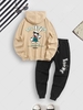 Ensemble Sweat-Shirt à Capuche de Sport à Imprimé Lapin Élastique et Inscription et Pantalon avec Cordon de Serrage Taille unique Multi a