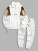 Ensemble Sweat-shirt en Blocs de Couleurs et Pantalon de Jogging Cargo Taille unique Blanc