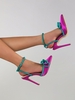 Escarpins en Satin à Talons Aiguilles avec Bride Arrière et Décorées D