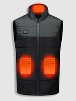 Gilet Chauffant Léger Doublure en Molleton en Blocs de Couleurs avec Chargement USB UNISEXE 4 Zones (Batterie Non Incluse) L Noir
