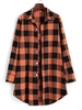 Gilet Long à Carreaux avec Bouton-Pression M Orange