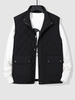 Gilet Matelassé Zippé avec Poche à Rabat avec Boutons Xl Noir