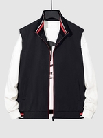 Gilet Panneau Rayé avec Poches Zippées L Noir