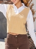 Gilet Pull en Tricot à Câble avec Trou Pouce Taille unique Café lumière