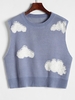 Gilet Pull Graphique Nuage Chaîne à Col Rond L Bleu