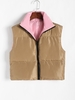 Gilet Rembourré Réversible Zippé L Café