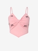 Haut à Bretelle Court Tordu avec Nœud Papillon S Rose clair