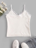 Haut à Bretelle en Tricot à Doublure en Dentelle en Laine Taille unique Blanc