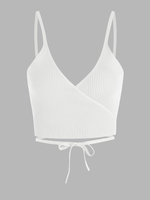 Haut à Bretelle Noué Enveloppé en Tricot Taille unique Blanc