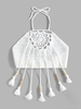 Haut Ajouré Frangé Au Crochet à Col Halter S Blanc
