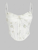 Haut Bandage à Bretelle Style Corset Bustier Nouée Fleuri Croset L Jaune clair