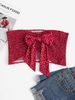 Haut Bandeau Cœur Plissé avec Nœud Papillon M Rouge
