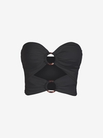 Haut Bandeau Découpé Bague en O en Couleur Unie S Noir
