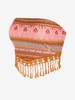 Haut Bandeau Ethnique Imprimé Noué Au Dos Au Crochet à Frange S Orange foncé