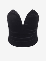 Haut Bandeau Plissé Armature en V en Velours Xs Noir