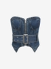 Haut Bandeau Zippé Bouclé Ceinturé en Denim L Bleu profond