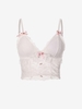 Haut Brassière Floral Rembourré de Dentelle avec Nœud Papillon M Blanc