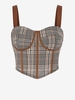 Haut Corset à Bretelle à Carreaux Plissé Au Dos Style Corset L Café