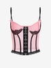 Haut Corset à Bretelle en Maille Transparente à Ourlet en Dentelle S Rose clair