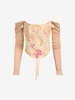 Haut Corset à Lacets à Épaules Dénudées à Motif Feuille M Café lumière