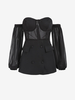 Haut Corset à Épaules Dénudées M Noir