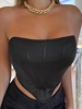 Haut Corset Bandeau en Satin L Noir