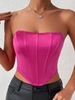 Haut Corset Bandeau en Satin Xs Rose clair
