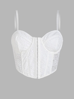 Haut Corset Bustier Transparent en Dentelle à Armature M Blanc