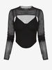Haut Corset Confort avec Trou de Pouce et Dentelles Transparentes M Noir