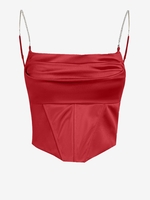Haut Corset Drapé Strass Eclatant Sangle M Rouge