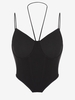 Haut Corset Désossé Sexy en Maille Transparente à Armature L Noir