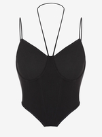 Haut Corset Désossé Sexy en Maille Transparente à Armature L Noir