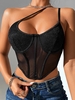 Haut Corset Effet en Dentelle à Armature M Noir