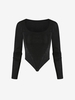 Haut Corset en Jersey à Manches Longues S Noir